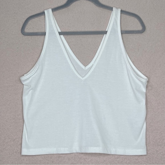Abound Tops - Abound V-Neck Tank Top-White-Women’s XXL-Casual-Summer-Cottagecore-Classic-NEW